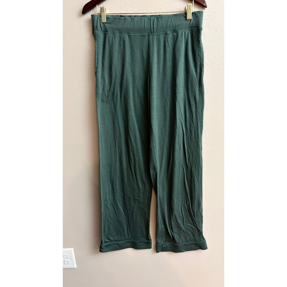 Woolx Merino Wool Lounge Pants Medium Green High Rise Pockets Lightweight Travel